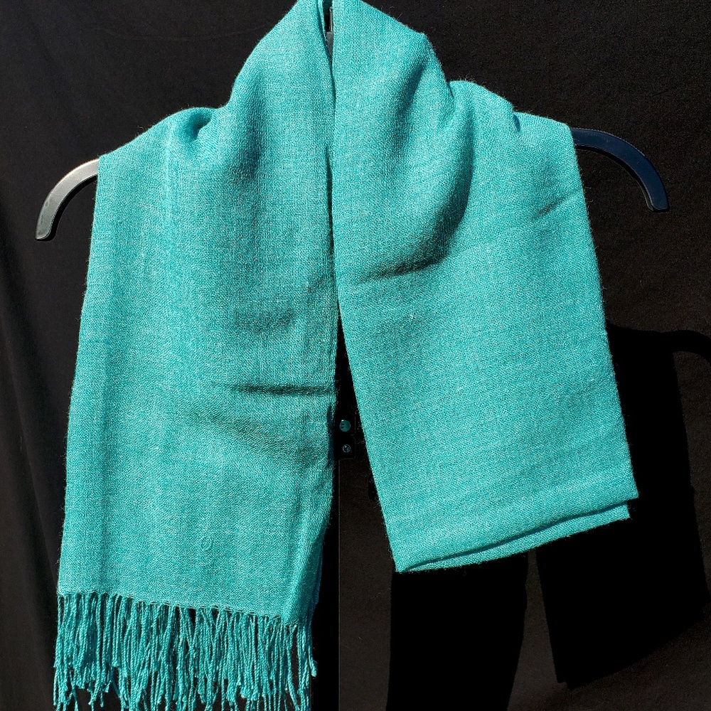 Teal Scarf w/ Fringe Details